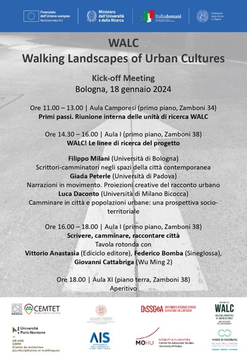 Locandina evento 'WALC - Walking Landscapes of Urban Cultures'