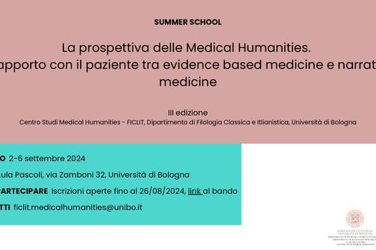 Aperte le iscrizioni alla Summer School "La prospettiva delle Medical Humanities. Il rapporto con il paziente tra evidence based medicine e narrative medicine"